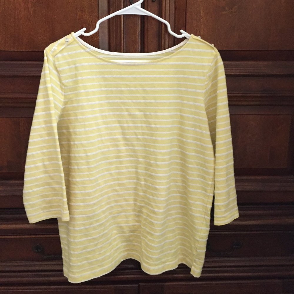 3/4 sleeve striped yellow top